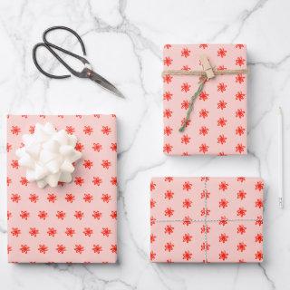 Tiny Scribbled Daisies Rustic Whimsical Red Pink  Sheets