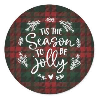 Tis The Season To Be Jolly Tartan Classic Round Sticker