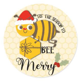 Tis the season to be merry bee  card classic round sticker