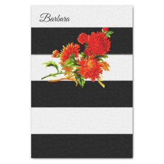 Tissue Paper Black Stripe Floral