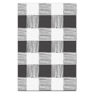 Tissue Paper Stripes Black and White Plaid