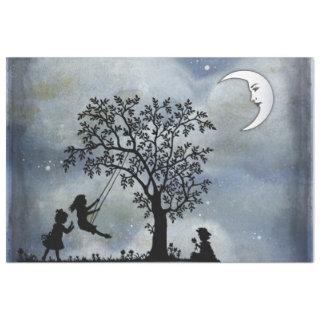 Tissue Paper with Moon and Children Playing