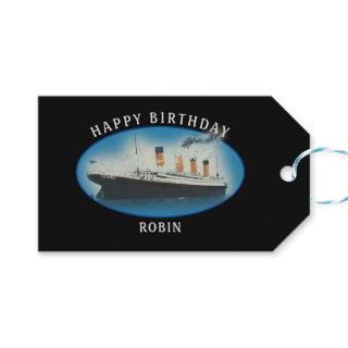 Titanic Birthday Black RMS White Star Line Ship  Gift Tags