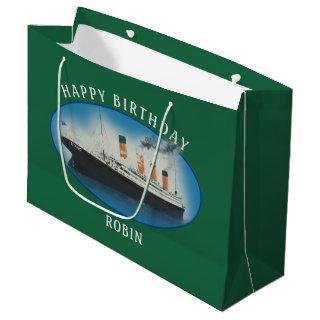 Titanic Birthday Green RMS White Star Line Ship Large Gift Bag
