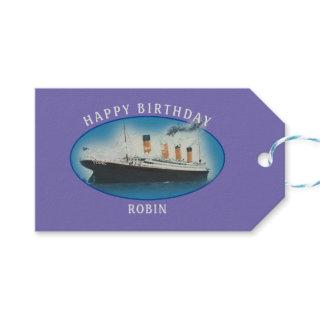 Titanic Birthday Purple RMS White Star Line Ship Gift Tags