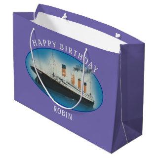 Titanic Birthday Purple RMS White Star Line Ship Large Gift Bag