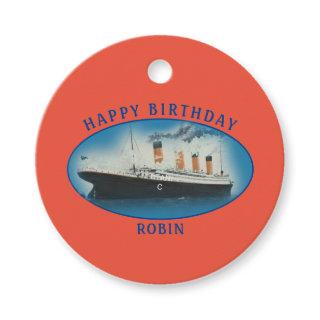 Titanic Orange Birthday Ship Favor Tags