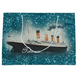 Titanic Sapphire Glitter White Star Line Ship Large Gift Bag