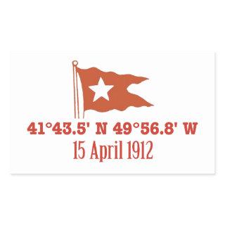 Titanic Sinking GPS Coordinates & White Star Flag Rectangular Sticker