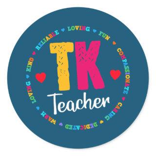 TK All Day Transitional Kindergarten Back To Classic Round Sticker