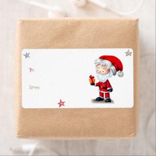To From Santa Claus with Present Christmas Gift Label