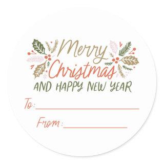 To/from Vintage Type Holly Berry Christmas Gifting Classic Round Sticker