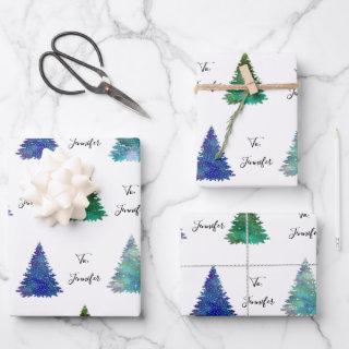 To: Name Cursive Colorful Christmas Trees  Sheets