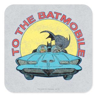 To The Batmobile - Distressed Icon Square Sticker