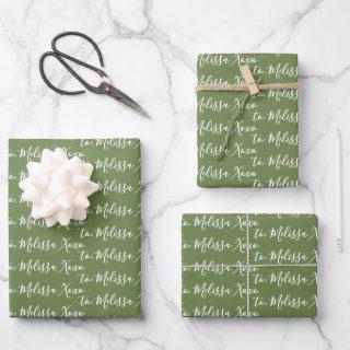 To Your Name Modern Handwriting Olive Green  Sheets