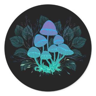 Toadstools in Bushes Classic Round Sticker