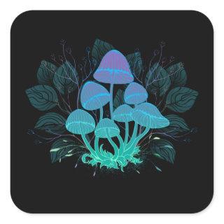 Toadstools in Bushes Square Sticker