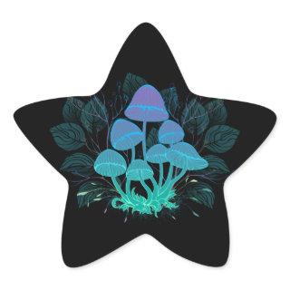 Toadstools in Bushes Star Sticker