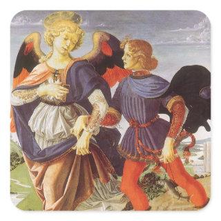 Tobias and the Angel by Andrea del Verrocchio Square Sticker