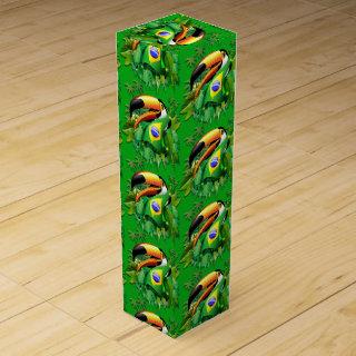 Toco Toucan with Brazil Flag  Wine Box