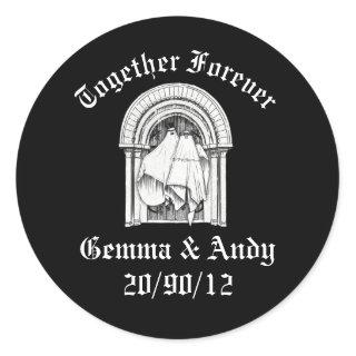 Together Forever Ghost Couple Goth Wedding  Classic Round Sticker