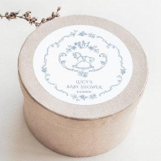 Toile vintage toy Chinoiserie frame baby shower Classic Round Sticker