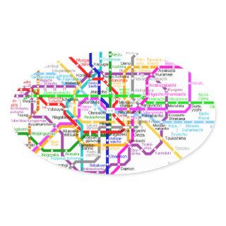 Tokyo Japan Subway Map Oval Sticker