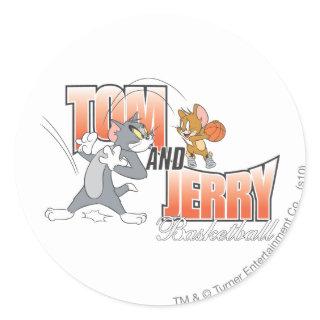 Tom and Jerry Basketball 3 Classic Round Sticker