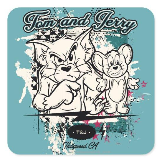 Tom and Jerry Hollywood CA Square Sticker