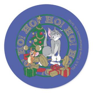 Tom and Jerry Opening Presents Classic Round Sticker