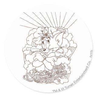 Tom and Jerry Outline Classic Round Sticker