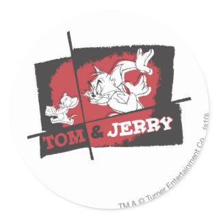 Tom and Jerry Red and Black Classic Round Sticker