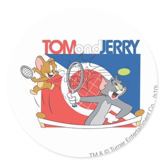 Tom and Jerry Tennis Stars 4 Classic Round Sticker