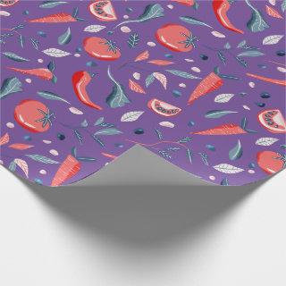 Tomato Carrot Purple Vegetable Pattern