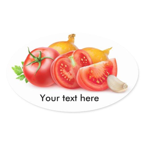 Tomatoes and onions oval sticker
