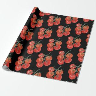 Tomatoes gift wrap watercolor black