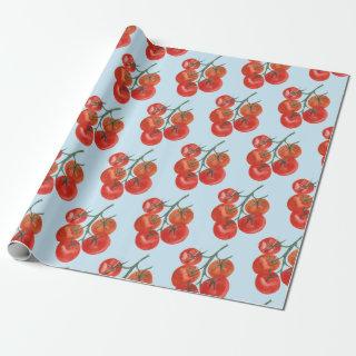 Tomatoes gift wrap watercolor blue