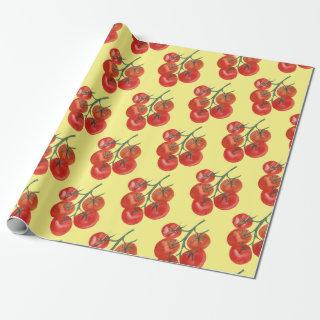 Tomatoes gift wrap watercolor yellow