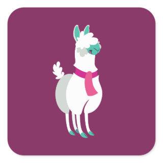 Tommy the Llama Square Sticker