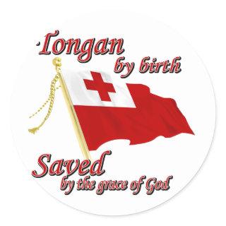 Tongan by birth saved by the grace of God Classic Round Sticker