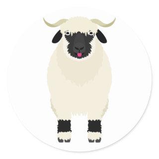 Tongue Out Valais Black Nose Sheep Classic Round Sticker