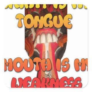 Tongue Tied: Funny Tongue Quote Colorful Text Art Square Sticker