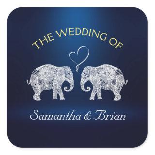 TONS OF LOVE | Elephant Night Light Wedding Custom Square Sticker
