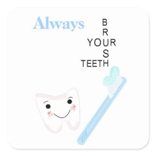 Toothbrush and Tooth with Message Square Sticker