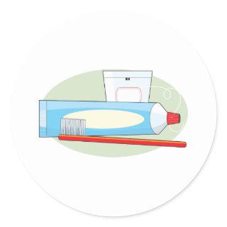 Toothpaste and Brush Classic Round Sticker