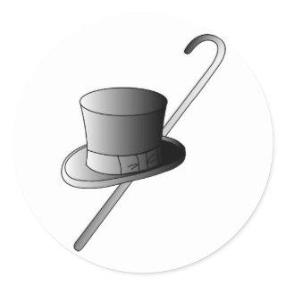 Top Hat and Cane Classic Round Sticker