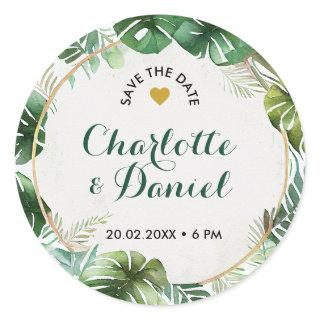Topical Watercolor Print | Save The Date | Wedding Classic Round Sticker