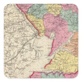 Topographical atlas of Maryland counties 2 Square Sticker