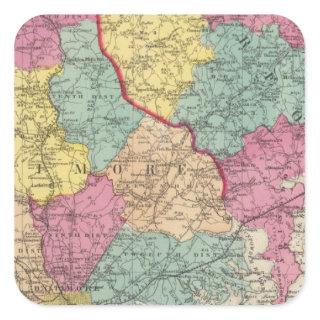 Topographical atlas of Maryland counties 3 Square Sticker