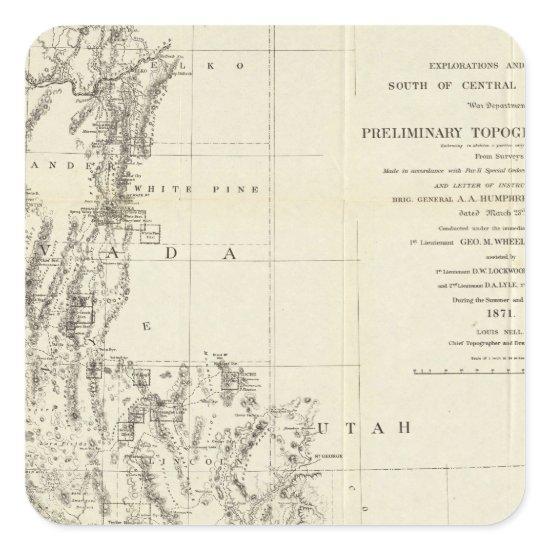 Topographical Map of Nevada and Arizona Square Sticker